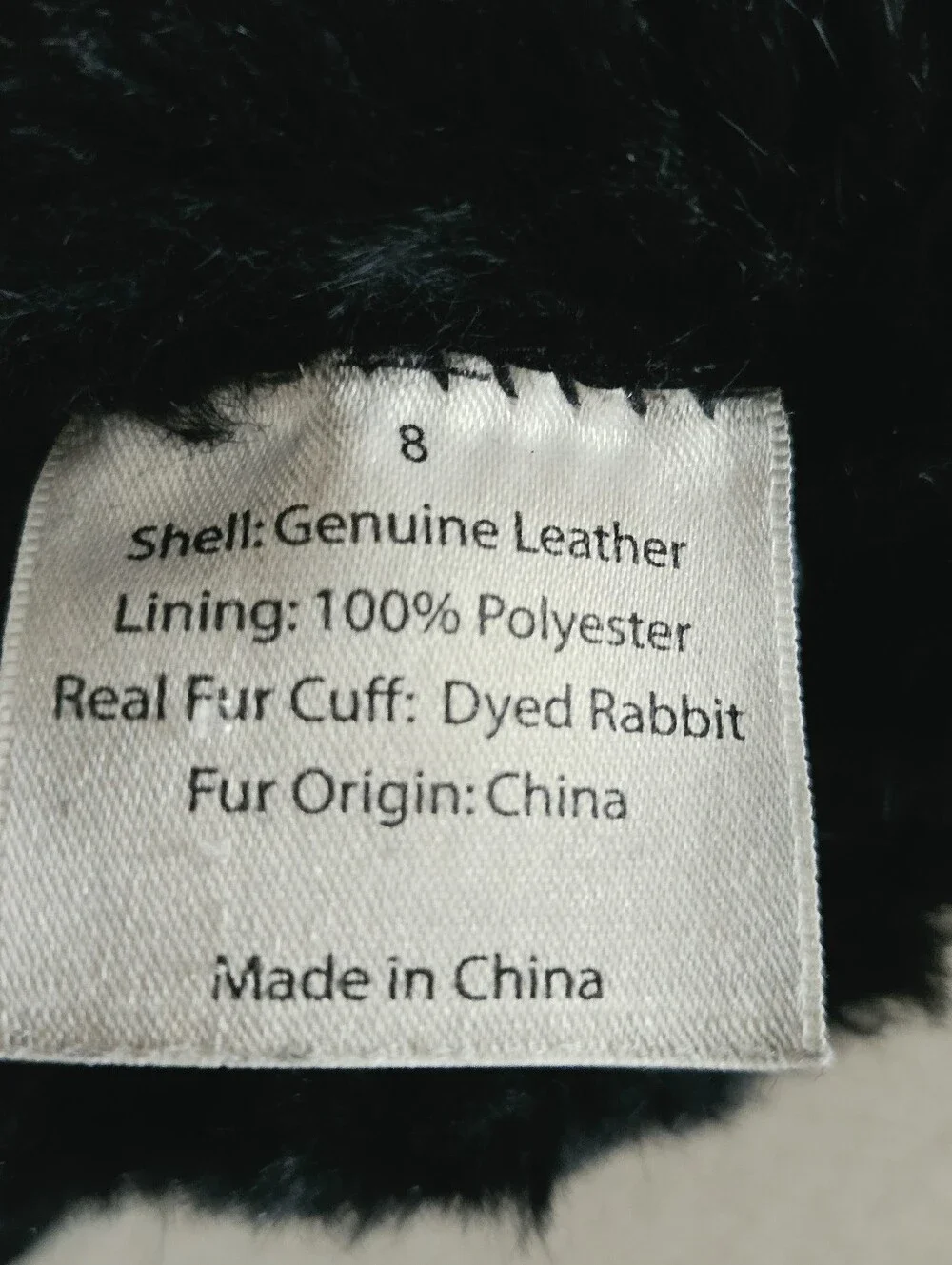 Black Leather Gloves Fur trimmer cuffs Winter Size 10